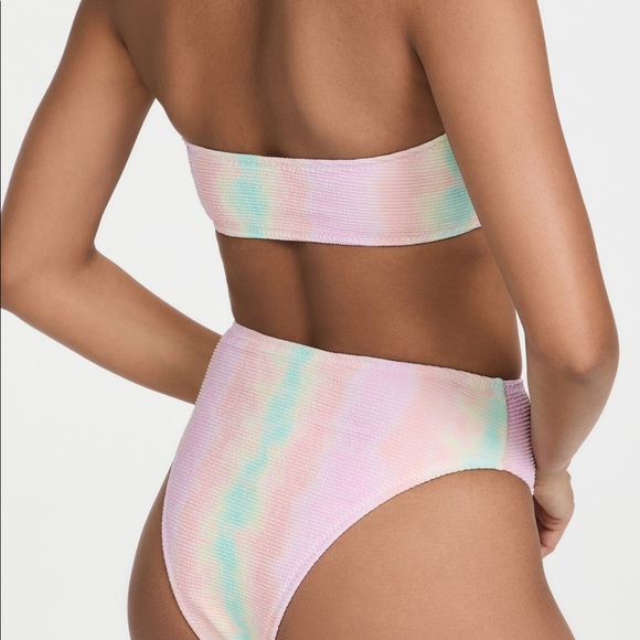 Leslie Amon Carla Bikini Top / High Waisted Bikini Bottoms Rainbow Crinkle - M - Picture 3 of 12